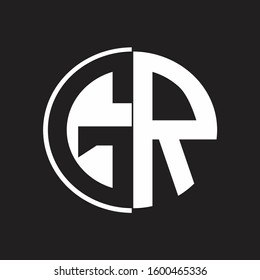 GR Logo monogram with Negative space style design tempate