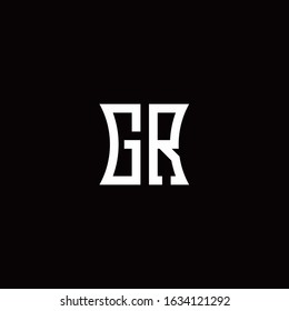 GR monogram logo with curved side style design template