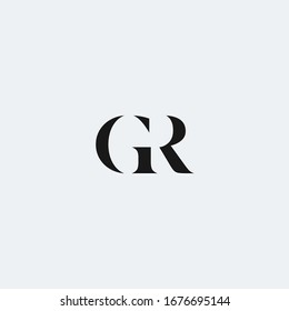 GR monogram logo stencil letters. G & R initials