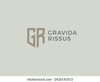 GR. Monogram of Two letters G and R. Luxury, simple, minimal and elegant GR logo design. Vector illustration template.