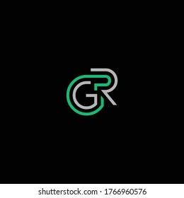 GR or RG letter designs with different colors and backgrounds