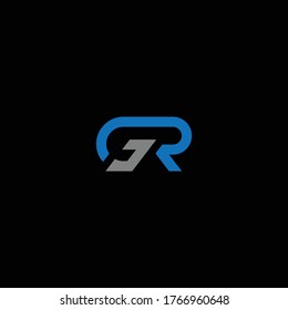 Diseños de letras GR o RG con colores y fondos diferentes