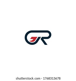 GR- oder RG-Buchstabendesigns mit unterschiedlichen Farben und Hintergründen