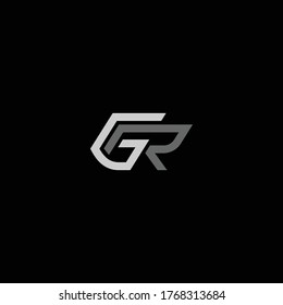 GR or RG letter designs with different colors and backgrounds