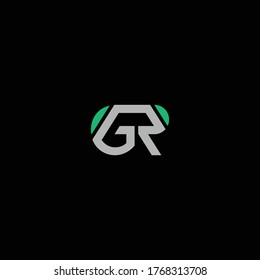 GR or RG letter designs with different colors and backgrounds