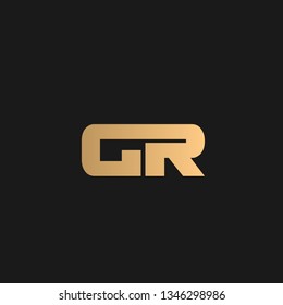GR or RG logo vector. Initial letter logo, golden text on black background