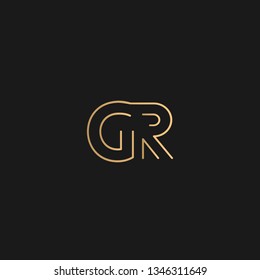 GR or RG logo vector. Initial letter logo, golden text on black background
