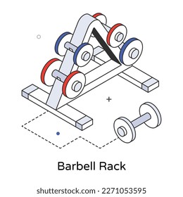 Grab a 3d line icon of barbell rack 