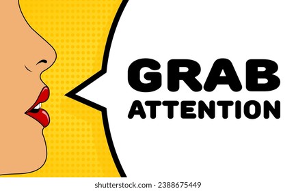 Grab attention sign. Flat, color, talking lips, grab attention sign. Vector icon