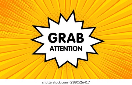 Grab attention sign. Flat, yellow, explosion sign, grab attention icon. Vector icon