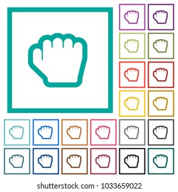 Grab cursor flat color icons with quadrant frames on white background