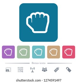 Grab cursor white flat icons on color rounded square backgrounds. 6 bonus icons included