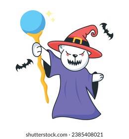 Coge una pegatina con doodle que muestra el disfraz de mago  