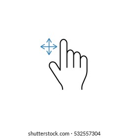 Grab & finger line icon, touch & hand gestures, vector graphics, a color linear pattern on a white background, eps 10.