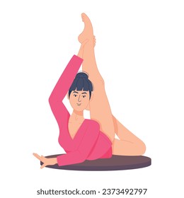 Grab flat character illustration depicting gymnast performance