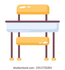 Grab a flat icon of student desk 