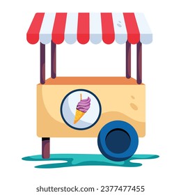 Grab a flat icon that depicting carnival dessert cart 