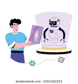 Grab flat illustration of ai friend  