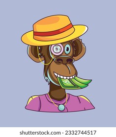 Grab a flat illustration of monkey money 