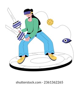 Grab flat illustration of vr fight 