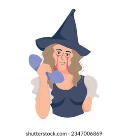Agarra una ilustración plana de la charla de brujas  