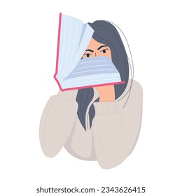 Grab a flat illustration of woman reading 