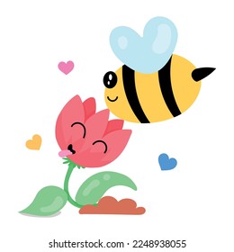 Grab a flat sticker of bumblebee