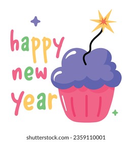 Grab a flat sticker of cupcake 