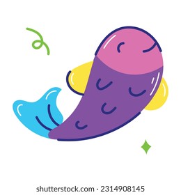 Grab a flat sticker of fish art 