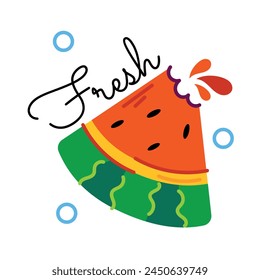 Grab flachen Aufkleber einer frischen Wassermelonenscheibe 