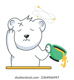 Grab flat sticker showing bear feeling dizzy