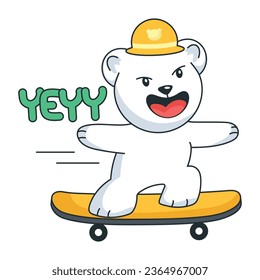 Grab a flat sticker of skateboarding bear