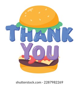 Grab a flat sticker of thanks burger 