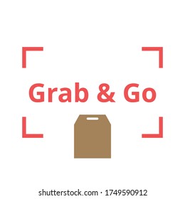 Grab And Go Concept Vector. Shopping Bag Icon. Flat Design On White Background.