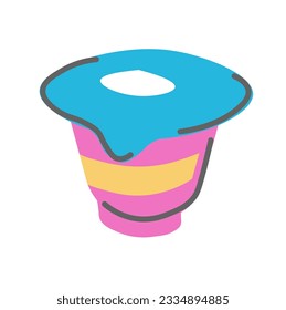 grab and go snack, yogurt or kefir, cocktail in bottle with colorful layers. Isolated pudding or dessert made at home, cooking and preparing food and dishes, restaurant meal. Vector in flat style