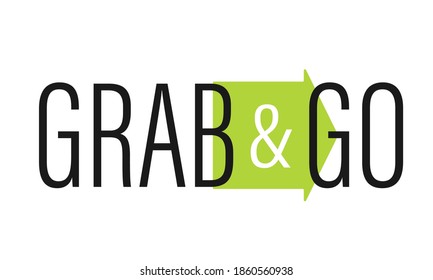 Grab and Go text banner. Clipart image