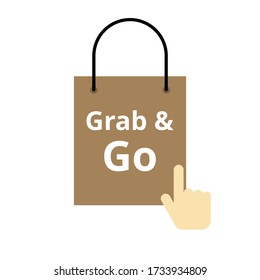 Grab And Go Vector. Shopping Bag. Flat Design On White Background.