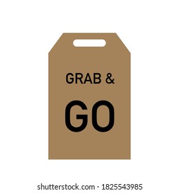 Grab And Go Vector. Shopping Bag. Business And Marketing Concept. Flat Design On White Background.