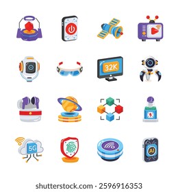 Grab handy 3d collection of future technology icons, ready for premium use