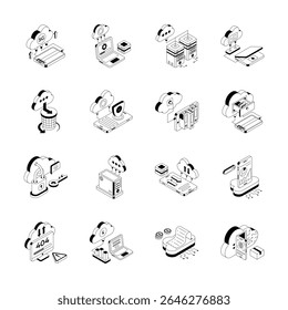 Grab handy set of cloud storage isometric icons, easy to use designs