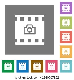 Grab image from movie flat icons on simple color square backgrounds