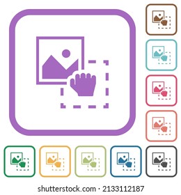 Grab image to upload simple icons in color rounded square frames on white background