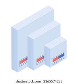 Grab isometric icon of books table 