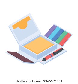 Grab isometric icon of books table 