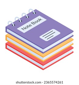 Grab isometric icon of books table 