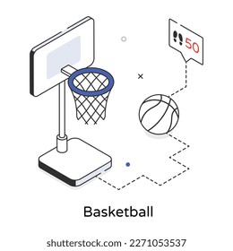Grab a line isometric icon of basketball 