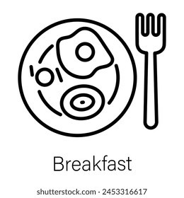 Agarre el icono de estilo lineal de la placa de desayuno 