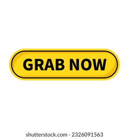 Grab Now Button In Yellow Color And Rounded Rectangle Shape With Black Line For Advertisement
