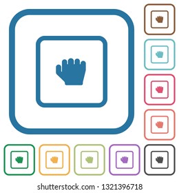 Grab object simple icons in color rounded square frames on white background