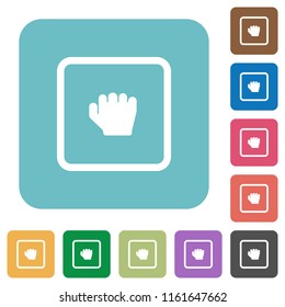 Grab object white flat icons on color rounded square backgrounds